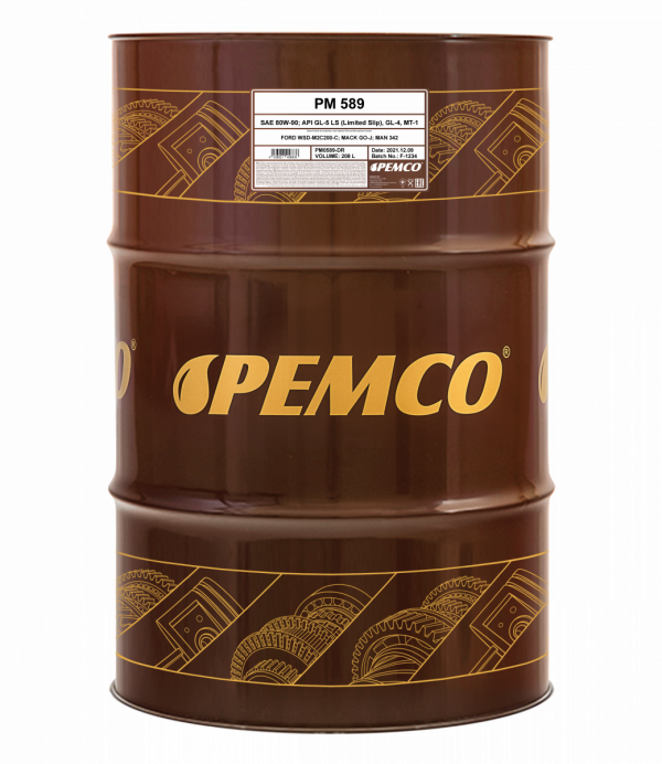 Трансмиссионное масло PEMCO 589 80W-90 GL-5 LS/GL-4/MT-1 минеральное, 208л (PM0589-DR)